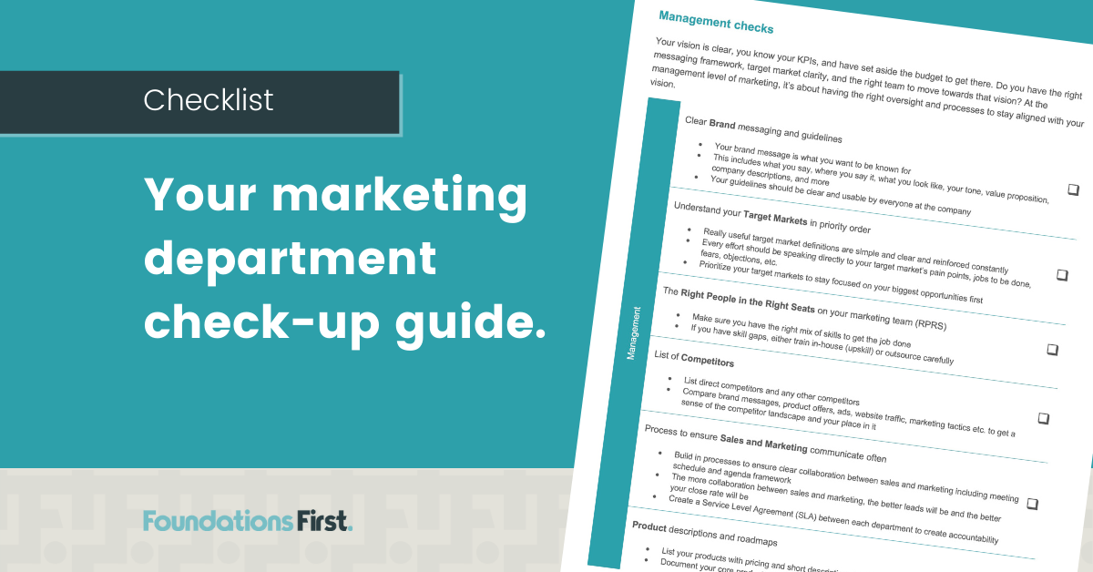 Marketing Department Check-Up Guide